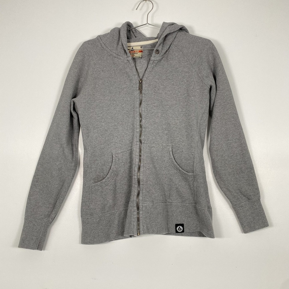 American Giant Hoodie Womens XL Gray Full Zip Fleece Made USA Raglan Top Cotton